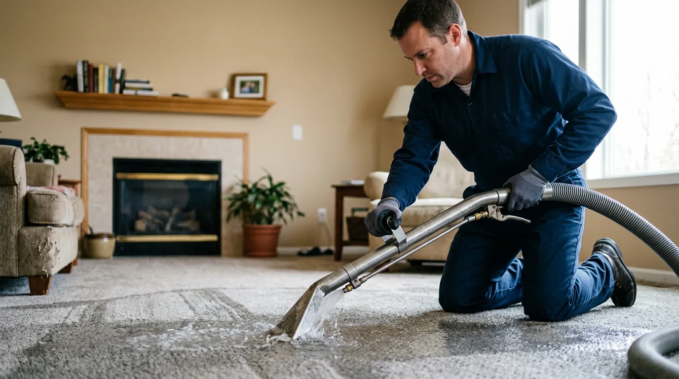 Water damage restoration technician working near Vassar, MI